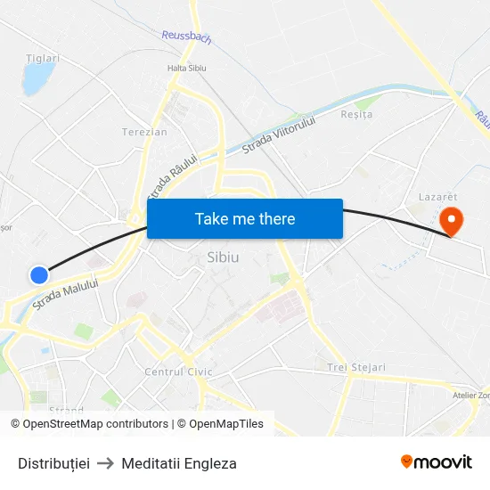 Distribuției to Meditatii Engleza map