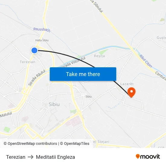 Terezian to Meditatii Engleza map