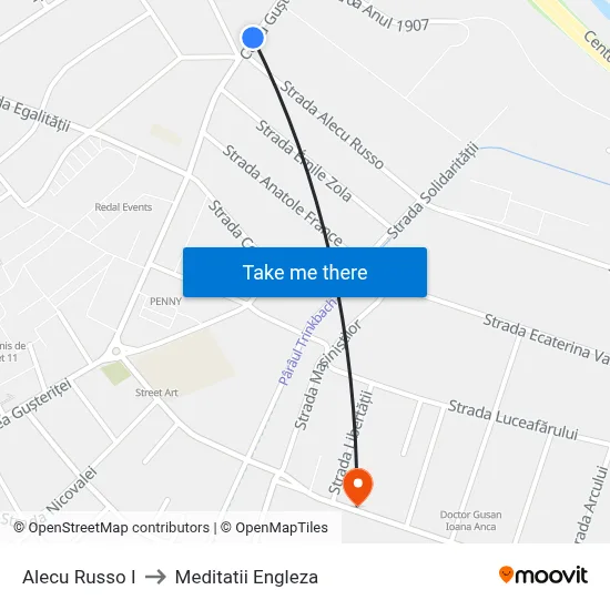 Alecu Russo I to Meditatii Engleza map