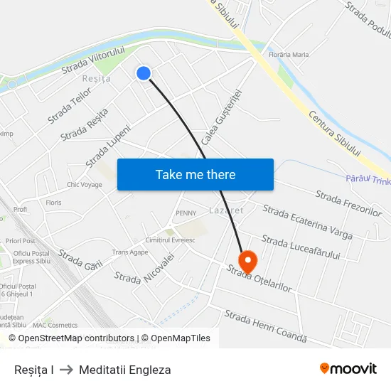 Reșița I to Meditatii Engleza map
