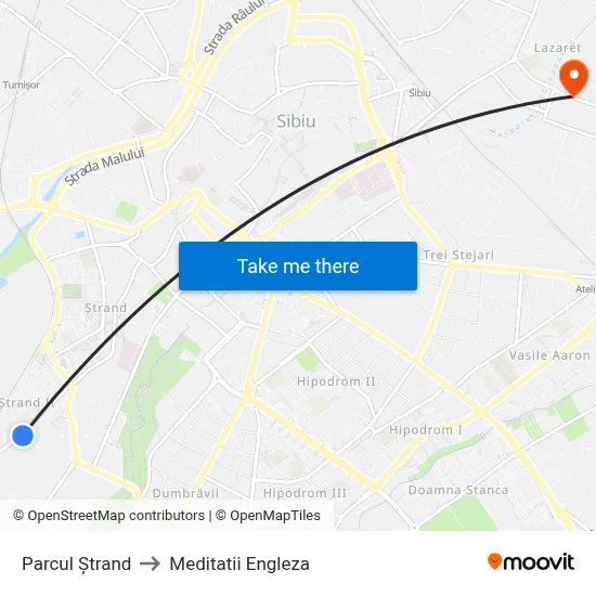 Parcul Ștrand to Meditatii Engleza map
