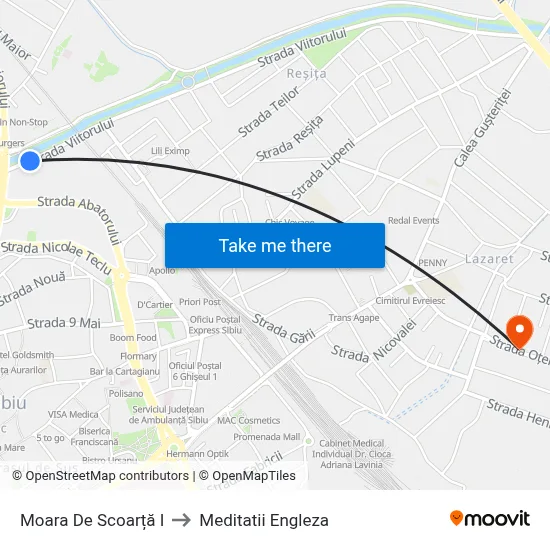 Moara De Scoarță I to Meditatii Engleza map