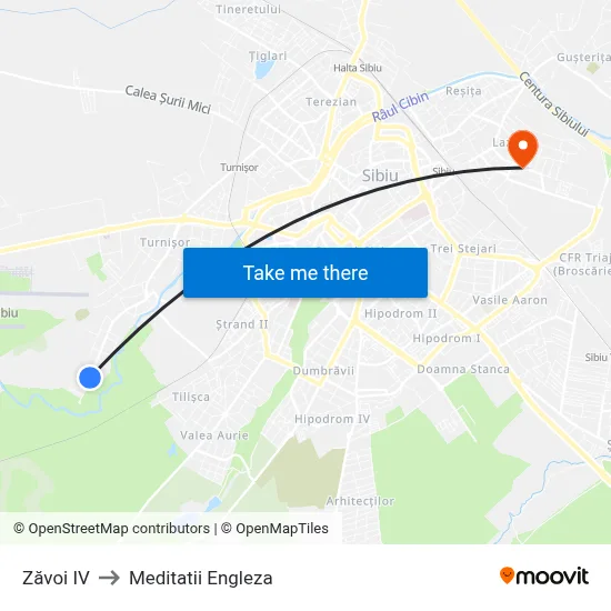 Zăvoi IV to Meditatii Engleza map
