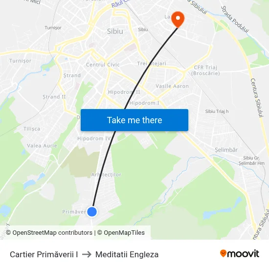 Cartier Primăverii I to Meditatii Engleza map