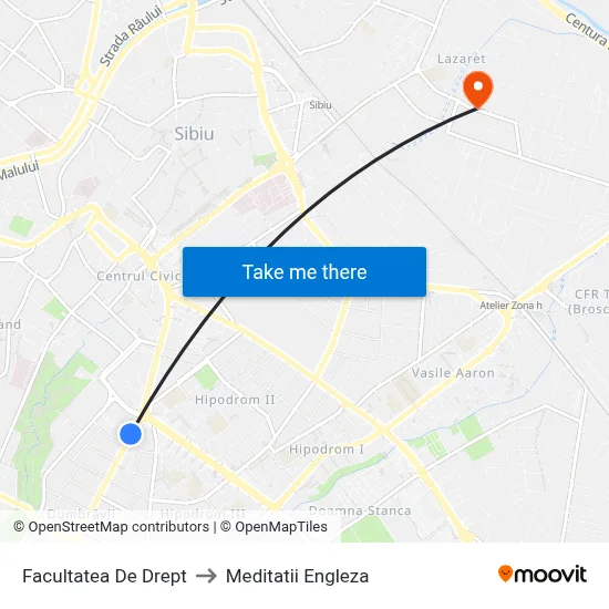 Facultatea De Drept to Meditatii Engleza map