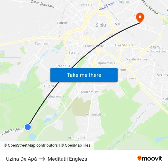 Uzina De Apă to Meditatii Engleza map