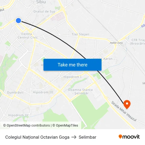 Colegiul Național Octavian Goga to Selimbar map