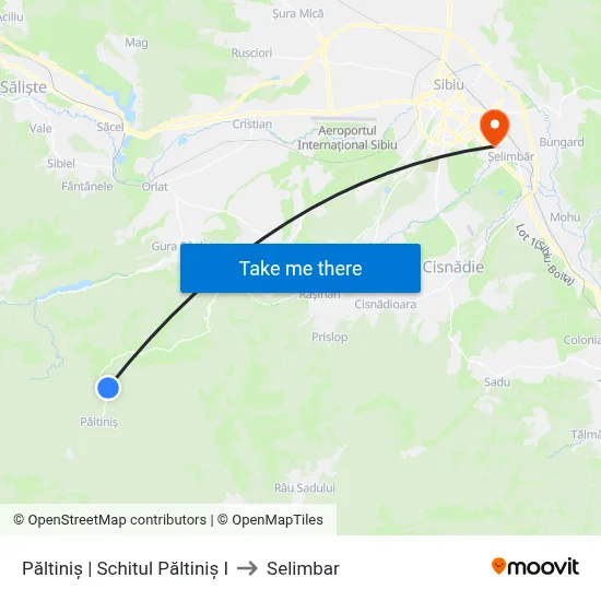 Păltiniș | Schitul Păltiniș I to Selimbar map