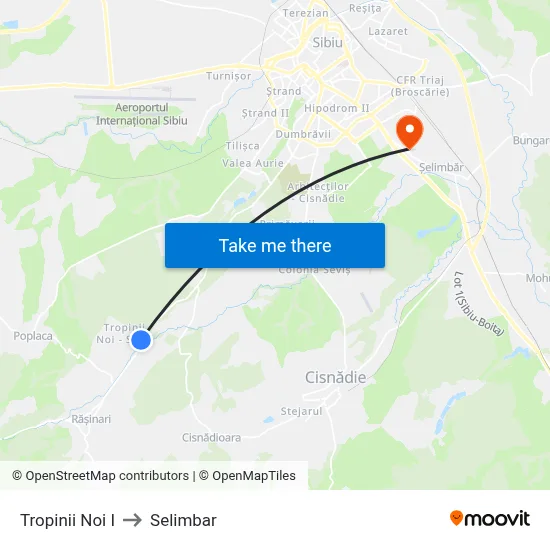 Tropinii Noi I to Selimbar map