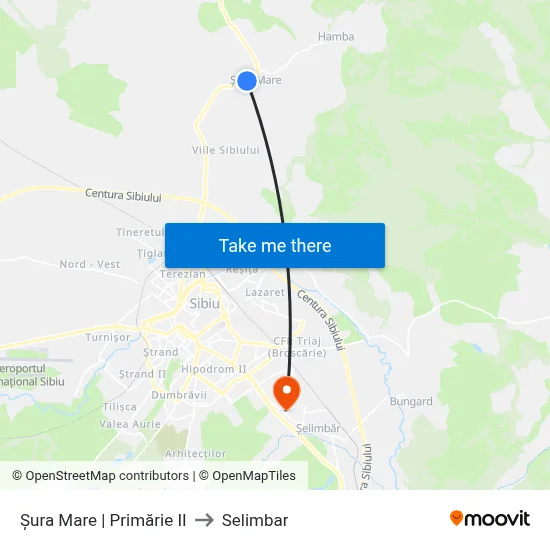 Șura Mare | Primărie II to Selimbar map