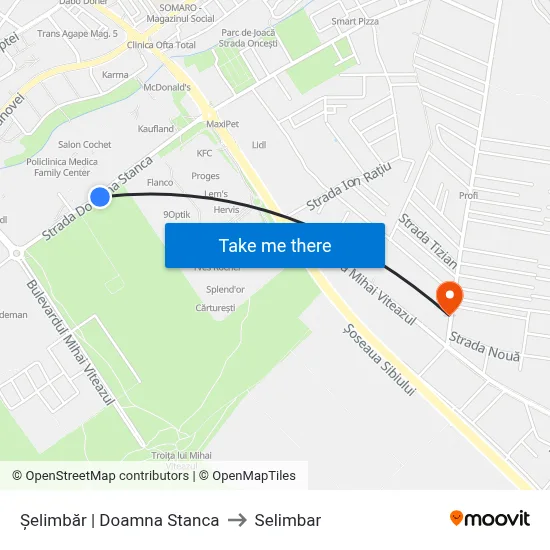Șelimbăr | Doamna Stanca to Selimbar map