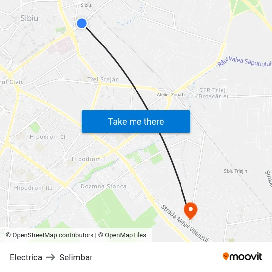 Electrica to Selimbar map