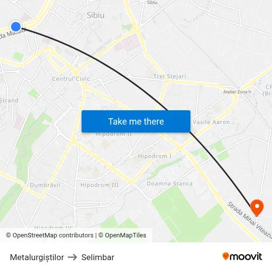 Metalurgiștilor to Selimbar map