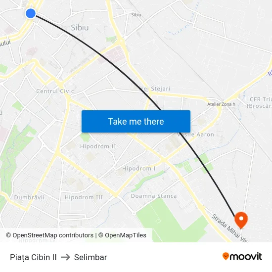 Piața Cibin II to Selimbar map