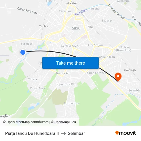 Piața Iancu De Hunedoara II to Selimbar map