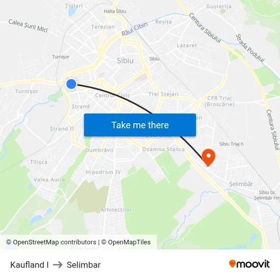 Kaufland I to Selimbar map