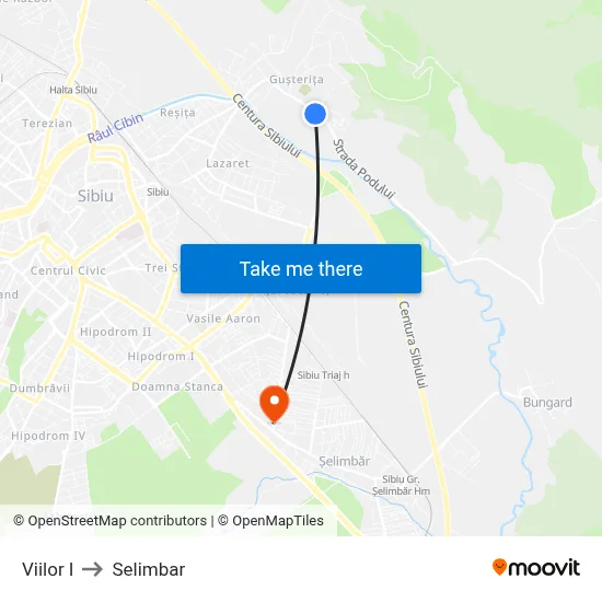 Viilor I to Selimbar map
