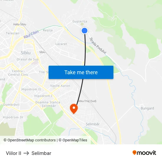 Viilor II to Selimbar map
