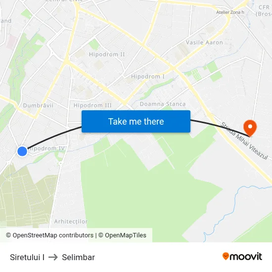 Siretului I to Selimbar map