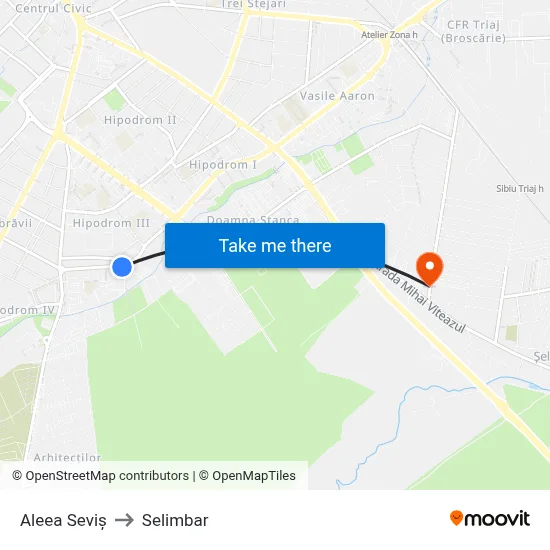 Aleea Seviș to Selimbar map
