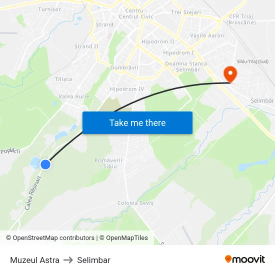Muzeul Astra to Selimbar map