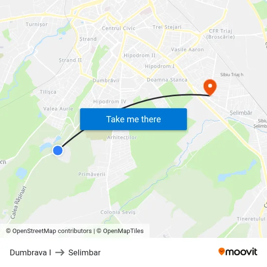 Dumbrava I to Selimbar map