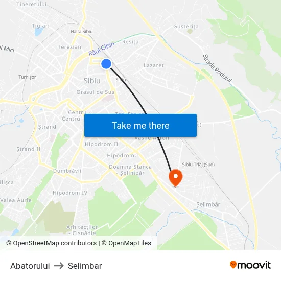 Abatorului to Selimbar map