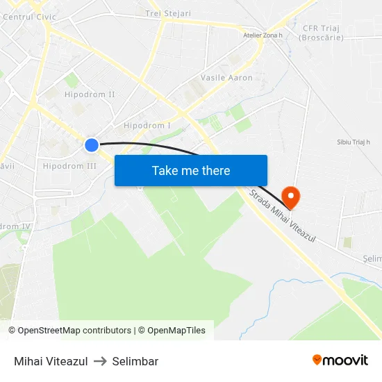 Mihai Viteazul to Selimbar map