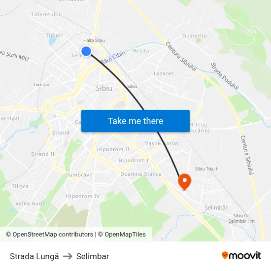 Strada Lungă to Selimbar map