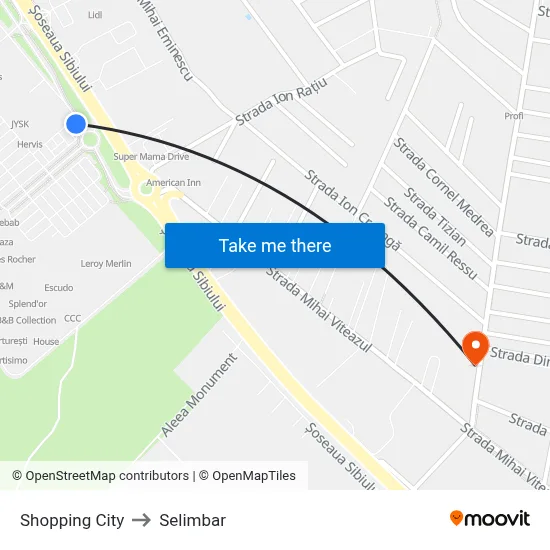 Shopping City to Selimbar map