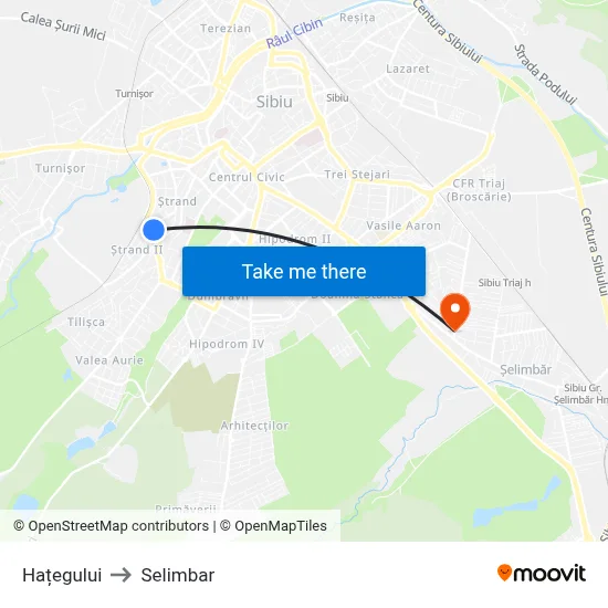 Hațegului to Selimbar map