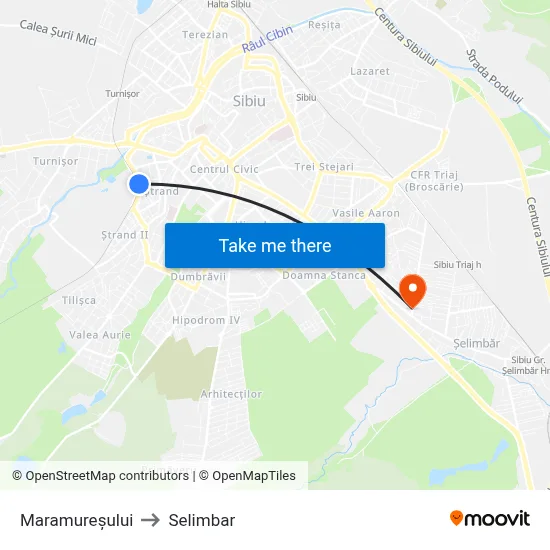 Maramureșului to Selimbar map
