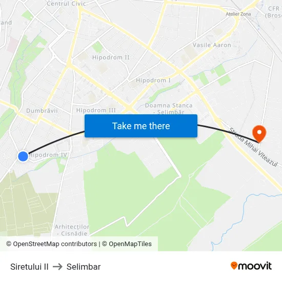 Siretului II to Selimbar map