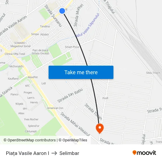 Piața Vasile Aaron I to Selimbar map