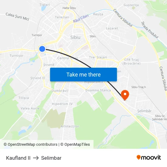 Kaufland II to Selimbar map