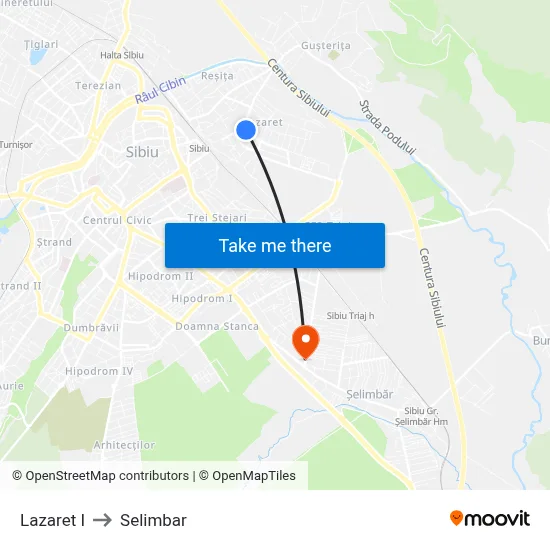 Lazaret I to Selimbar map