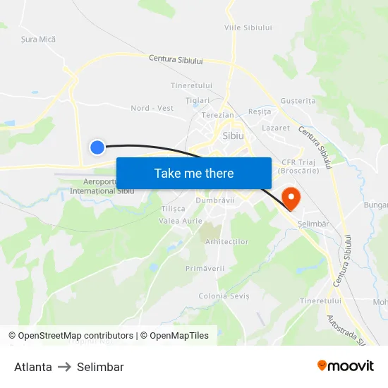 Atlanta to Selimbar map