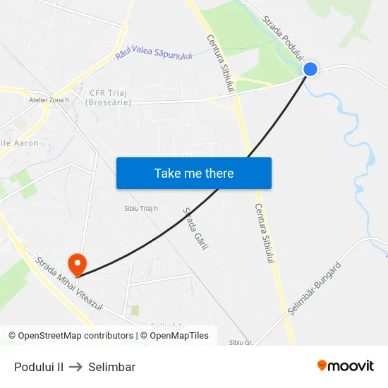 Podului II to Selimbar map