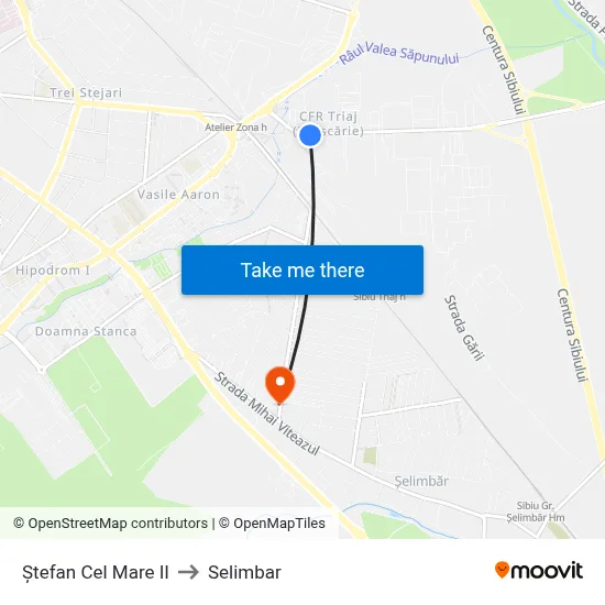 Ștefan Cel Mare II to Selimbar map