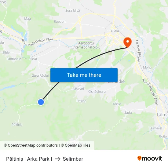 Păltiniș | Arka Park I to Selimbar map