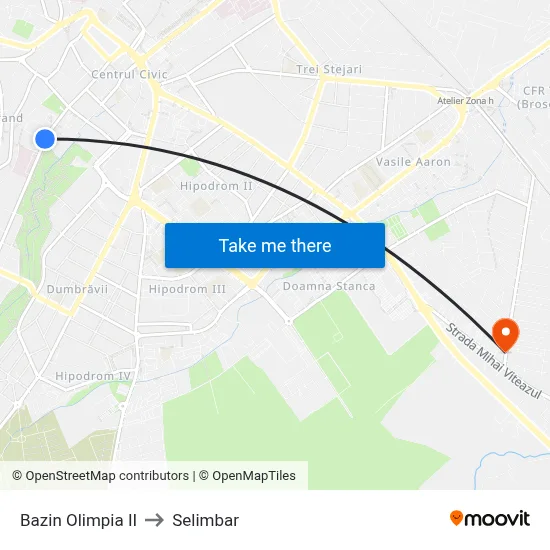 Bazin Olimpia II to Selimbar map