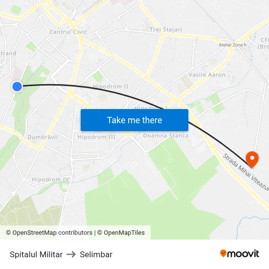 Spitalul Militar to Selimbar map