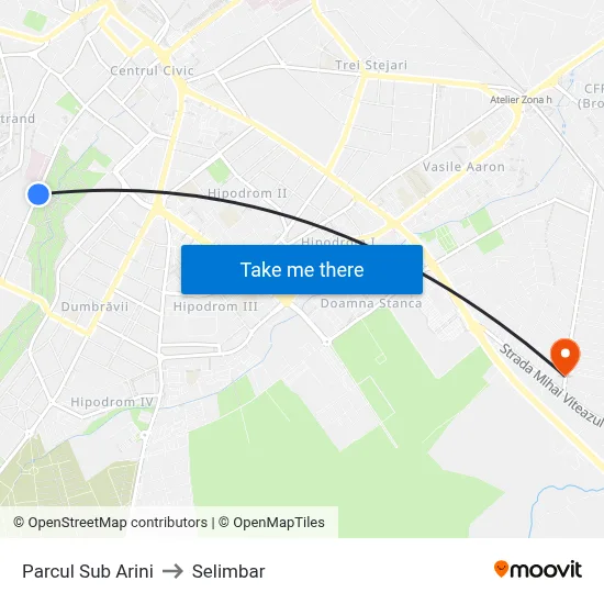 Parcul Sub Arini to Selimbar map