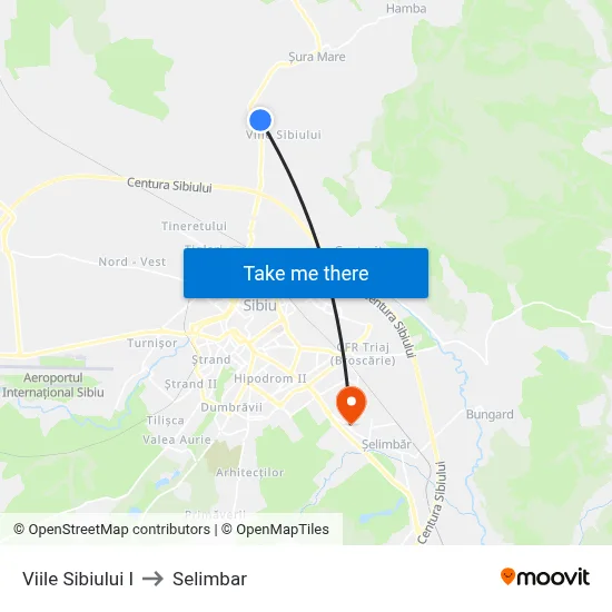 Viile Sibiului I to Selimbar map