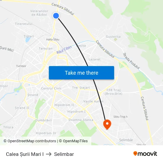 Calea Șurii Mari I to Selimbar map