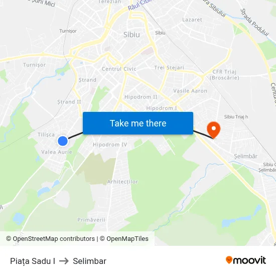 Piața Sadu I to Selimbar map