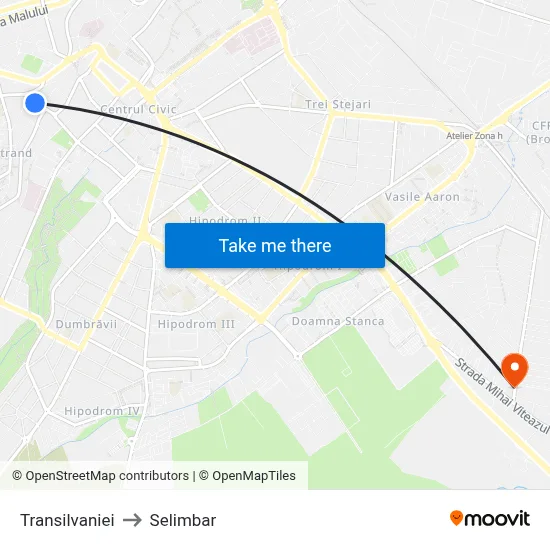Transilvaniei to Selimbar map