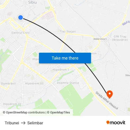 Tribunei to Selimbar map