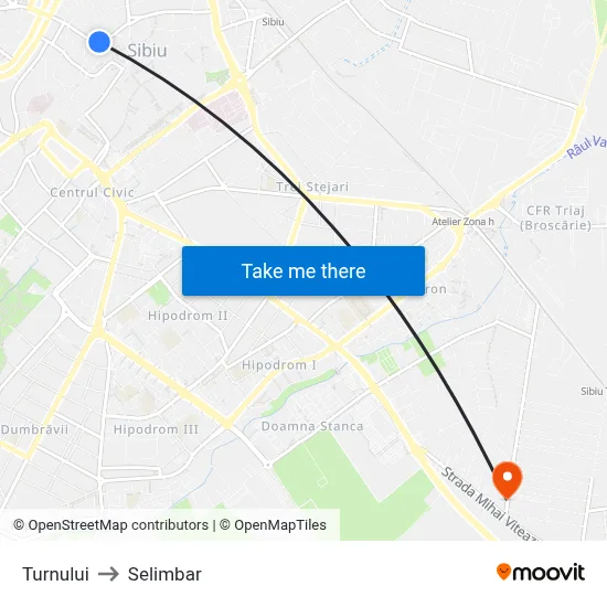 Turnului to Selimbar map