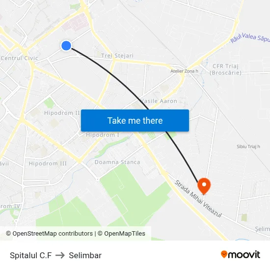 Spitalul C.F to Selimbar map